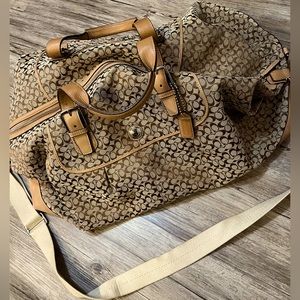 COACH Luggage - Large Travel Duffle Bag Tan Monogram